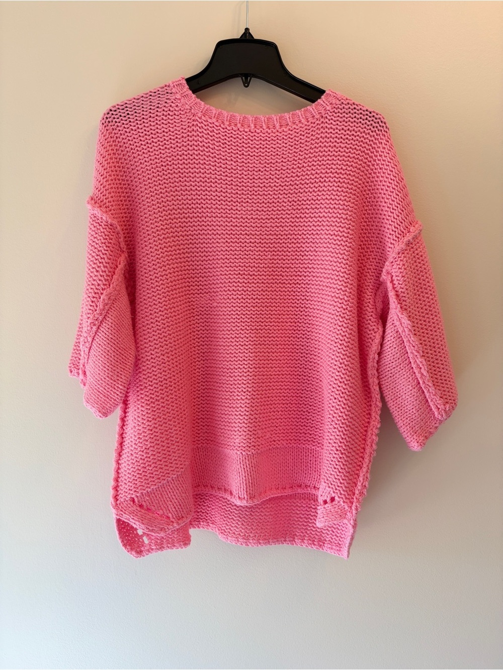 easel Bright Pink Oversized Crewneck Sweater